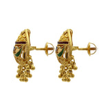Peacock 22K Yellow Gold Stud Earrings W/ Filigree Art | Peacock 22K Yellow Gold Stud Earrings W/ Filigree Art for women. Everyday wear earings with hand ...