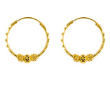 22K Yellow Gold Hoop Earrings W/ Chiselled Hoop & Clustered Balls |  22K Yellow Gold Hoop Earrings W/ Chiselled Hoop & Clustered Balls for women. Ideal for every...