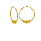 22K Yellow Gold Hoop Earrings W/ Chiselled Hoop & Clustered Balls |  22K Yellow Gold Hoop Earrings W/ Chiselled Hoop & Clustered Balls for women. Ideal for every...