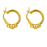 22K Multi Tone Gold Hoop Earrings W/ Prong Set Cubic Zirconia |  22K Multi Tone Gold Hoop Earrings W/ Prong Set Cubic Zirconia for women. This elegant 22K multi ...