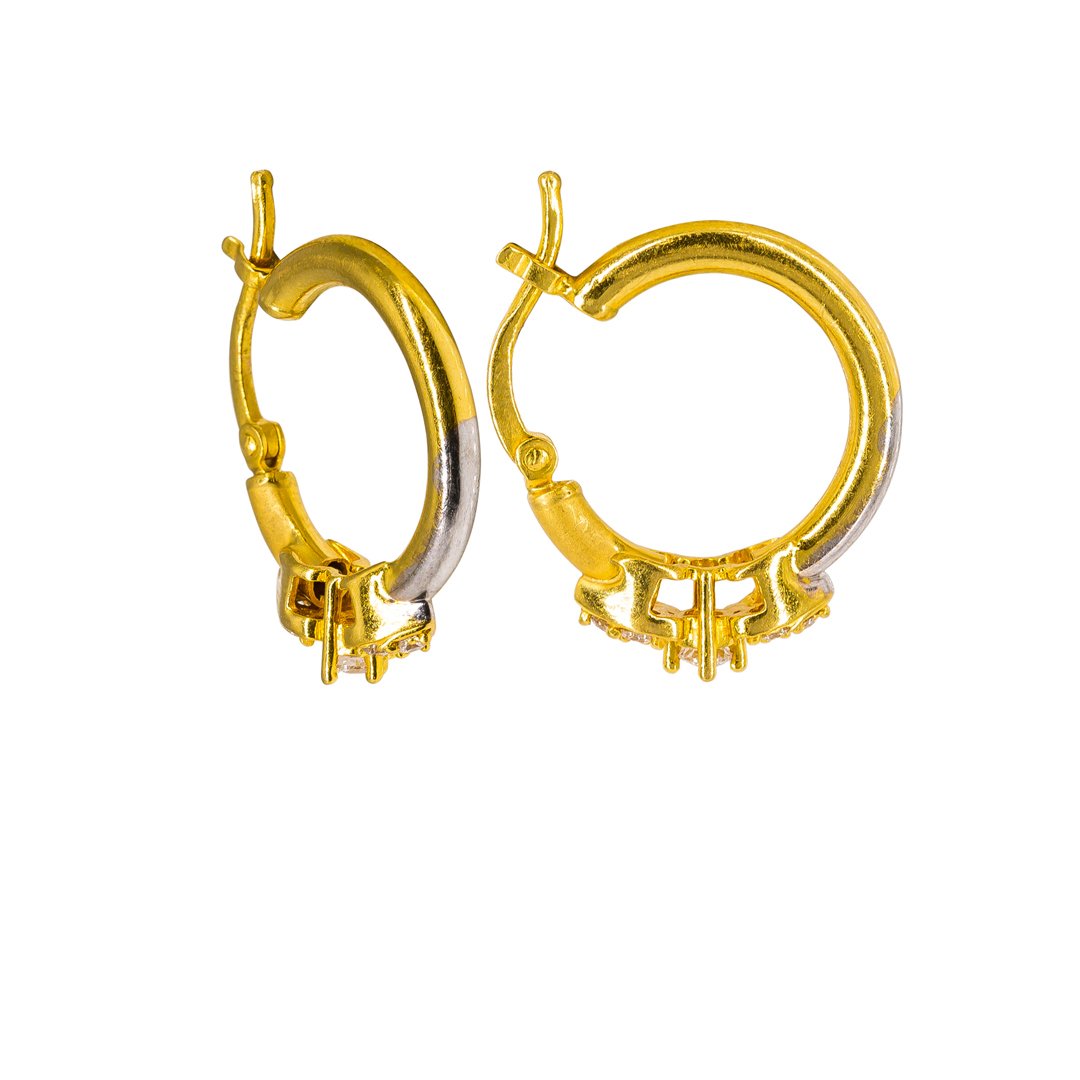 22K Yellow Gold Beaded Jhumka Hoop Earrings - ER-1365