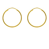 22K Yellow Gold Hoop Earrings W/ Thin Chiseled Frame |  22K Yellow Gold Hoop Earrings W/ Thin Chiseled Frame for women. These lovely 22K yellow gold hoo...