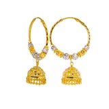 22K Multi Tone Gold Hoop Earrings W/ Speckled Balls & Jhumki Drops |  22K Multi Tone Gold Hoop Earrings W/ Speckled Balls & Jhumki Drops for women. These exquisit...
