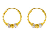 22K Multi Tone Gold Hoop Earrings W/ White Gold Clustered Balls |  22K Multi Tone Gold Hoop Earrings W/ White Gold Clustered Balls for women. These elegant 22K mul...