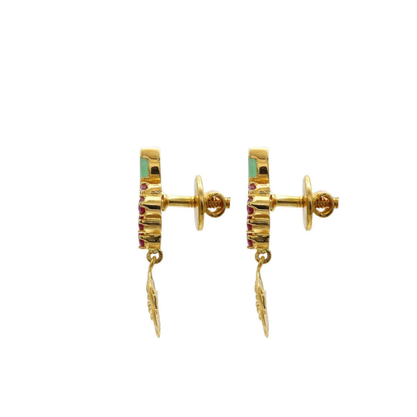 22K Gold Ruby Emerald Floral Kasu Necklace & Earrings Set | 22K Gold Ruby Emerald Floral Kasu Necklace & Earrings Set for women. Necklace and earring set...