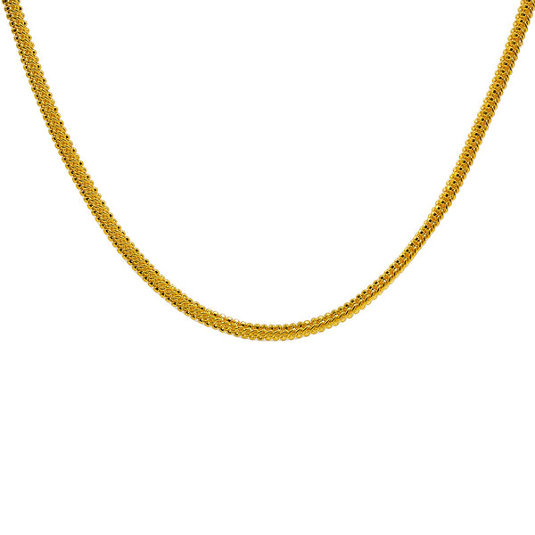 22K Yellow Gold Men's Chain W/ Gold Ball & Double Curb Link, 18" | Add class and elegance to any outfit with this stunning 22K gold chain from Virani jewelers!Featu...