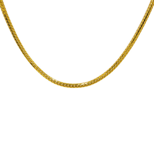 22K Yellow Gold Men's Chain W/ Curb Heavy Link & Etched Details | Add the best 22K Indian gold to your collection with this stunning men’s gold chain from Virani J...