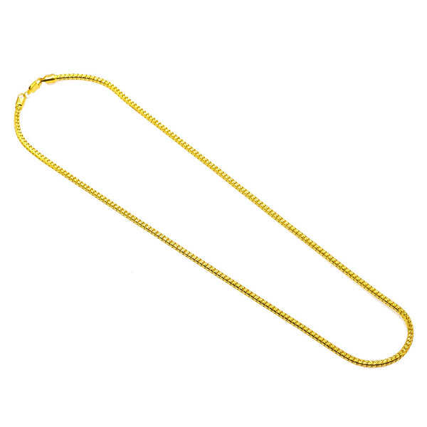 22K Yellow Gold Men's Chain W/ Curb Heavy Link & Etched Details | Add the best 22K Indian gold to your collection with this stunning men’s gold chain from Virani J...
