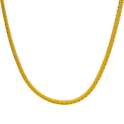 22K Yellow Gold Men's Chain W/ Gold Ball & Double Curb Link, 20"