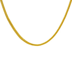 22K Yellow Gold Men's Chain W/ Gold Ball & Double Curb Link, 22"