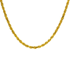 22K Yellow Gold Men's Chain W/ Rope Link, 20.5"