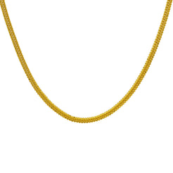 22K Yellow Gold Men's Chain W/ Gold Ball & Double Curb Link, 22"