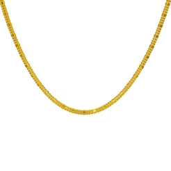 22K Yellow Gold Men's Chain W/ Rounded Pipe & Gold Ball Strands