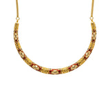 22K Yellow Gold Necklace & Jhumki Earrings Set W/ Meenakari Hand Paint & Beaded Filigree |  22K Yellow Gold Necklace & Jhumki Earrings Set W/ Meenakari Hand Paint & Beaded Filigree...