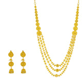 22K Yellow Gold Necklace & Jhumki Drop Earrings Set W/ Gold Balls & Cap Accents |  22K Yellow Gold Necklace & Jhumki Drop Earrings Set W/ Gold Balls & Cap Accents for wome...