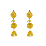 22K Yellow Gold Necklace & Jhumki Drop Earrings Set W/ Gold Balls & Cap Accents |  22K Yellow Gold Necklace & Jhumki Drop Earrings Set W/ Gold Balls & Cap Accents for wome...