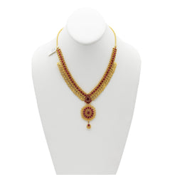 22K Gold Ruby Necklace and Earrings Set