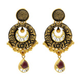 22K Gold Ruby Kundan Necklace and Earrings Set | 