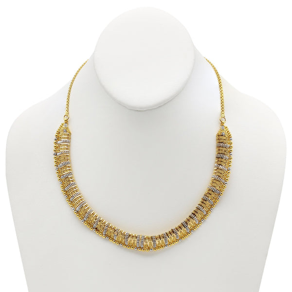 22K Multi Tone Gold Necklace and Earrings Set | 