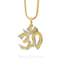 22K Yellow Gold OM Yoga Pendant W/ White Gold Accents