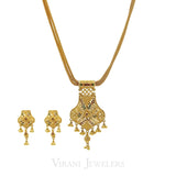 22K Yellow Gold Ornate Pattern Pendant & Earrings Set | 22K Yellow Gold Ornate Pattern Pendant & Earrings Set for women. Necklace features a 16