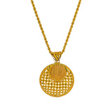 22K Yellow Gold Pendant Necklace & Earrings Set W/ Beaded Filigree & Inner Circle Design | 22K Yellow Gold Pendant Necklace & Earrings Set W/ Beaded Filigree & Inner Circle Design ...