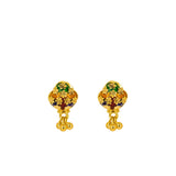 22K Yellow Gold Pendant Necklace & Earrings Set W/ Enamel Designs & Flower Decals | 22K Yellow Gold Pendant Necklace & Earrings Set W/ Enamel Designs & Flower Decals for wom...