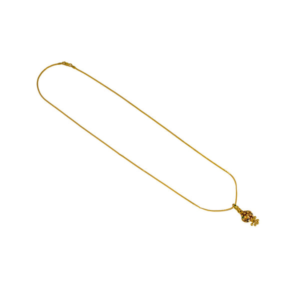 22K Yellow Gold Pendant Necklace & Earrings Set W/ Enamel Designs & Flower Decals | 22K Yellow Gold Pendant Necklace & Earrings Set W/ Enamel Designs & Flower Decals for wom...