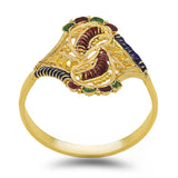 22K Yellow Gold Hand Carved Paisley Enamel Ring | 22K Yellow Gold Hand Carved Paisley Enamel Ring. Ring features intricate handcrafted beaded and p...