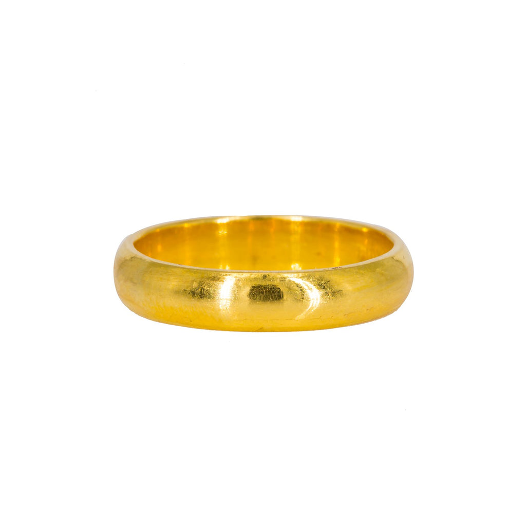 22K Yellow Gold Ring W/ Thick Round Band |  22K Yellow Gold Ring W/ Thick Round Band for women. This classic 22K yellow gold ring features a...