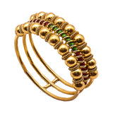 22K Gold Triple Stackable Ring W/ Hand Paint Finish | 22K Gold Triple Stackable Ring W/ Hand Paint Finish for women. Everyday wear jewelry with centre ...