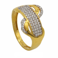 22K Yellow Gold Infinity Ring W/Cubic Zirconia Stones