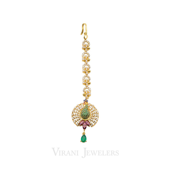 22k Gold Ruby Emerald CZ Tikka | 