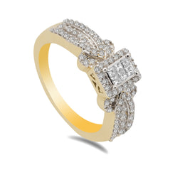 14K Two Tone Gold Art Deco Diamond Pavé Ring