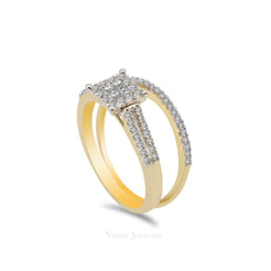 14K Two Tone Gold Diamond Pavé Bridal Ring Set