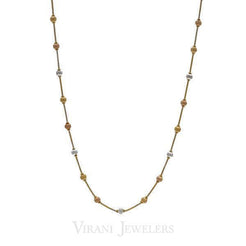 22K Yellow Gold Chain Necklace W/ Tri Tone Gold Ball Accents