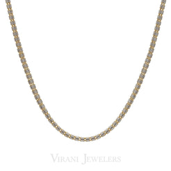 22K Two Tone Gold Double Pill Link Chain Necklace
