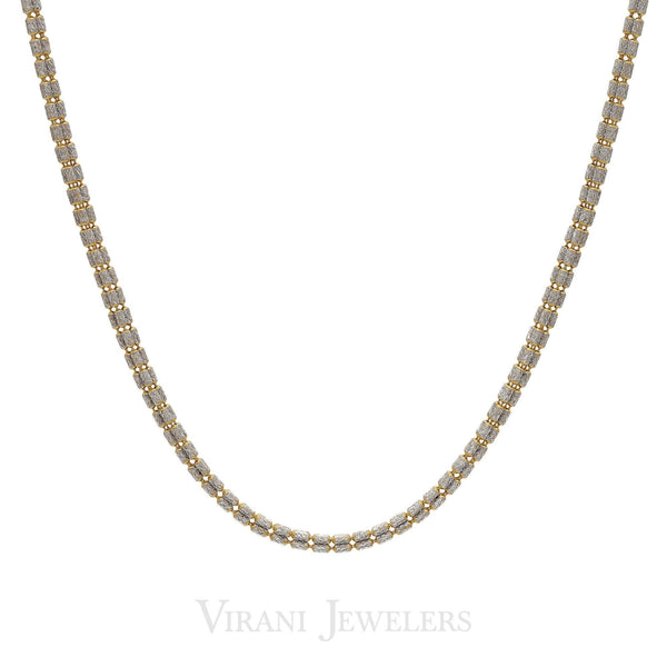 22K Two Tone Gold Double Pill Link Chain Necklace | 22K Two Tone Gold Double Pill Link Chain Necklace for women. Chain necklace features two toned ye...