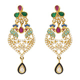 22K Gold Ruby Emerald CZ Earrings | Precious stone earrings crafted with 22k gold gives you a ravishing look. These gems gives additi...