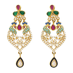 22K Gold Ruby Emerald CZ Earrings