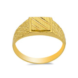 22K Yellow Gold Ring W/ Diamond Cut Square for Men | 22K Yellow Gold Ring W/ Diamond Cut Square for Men. Gorgeous gold ring has a textured band which ...