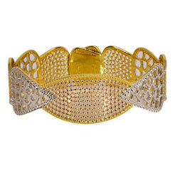 One multi-tone 22K Indian gold bangle with a gorgeous white and gold abstract design.