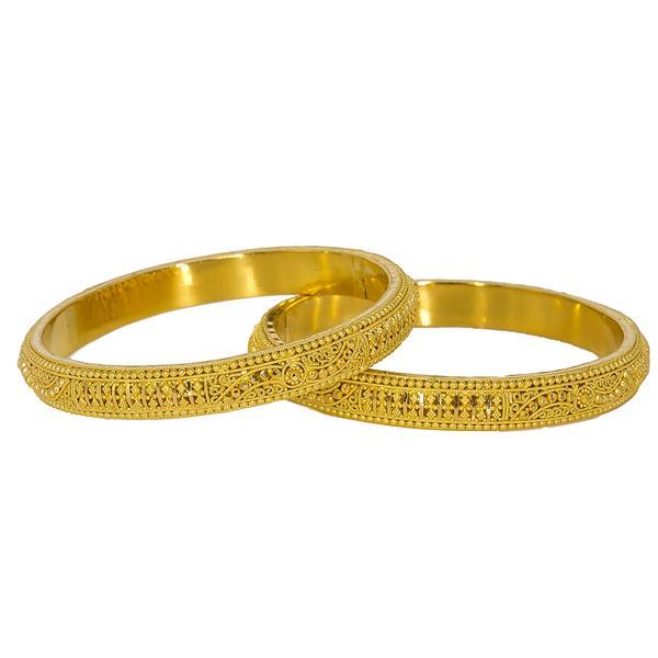 Stunning set of two 22K yellow gold bangles from Virani Jewelers. | Add class and elegance to any outfit with this set of two stunning 22K gold bangles from Virani J...