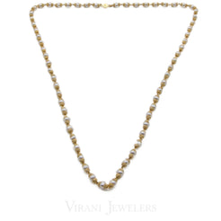 Pearl Necklace W/22K Yellow Gold Beaded Ball Accents