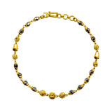 22K Yellow Gold Bracelet W/ Faceted Black & Yellow Gold Bead Balls | Be elegantly stylish with this quaint 22K yellow gold women’s bracelet from Virani Jewelers!  
 
...